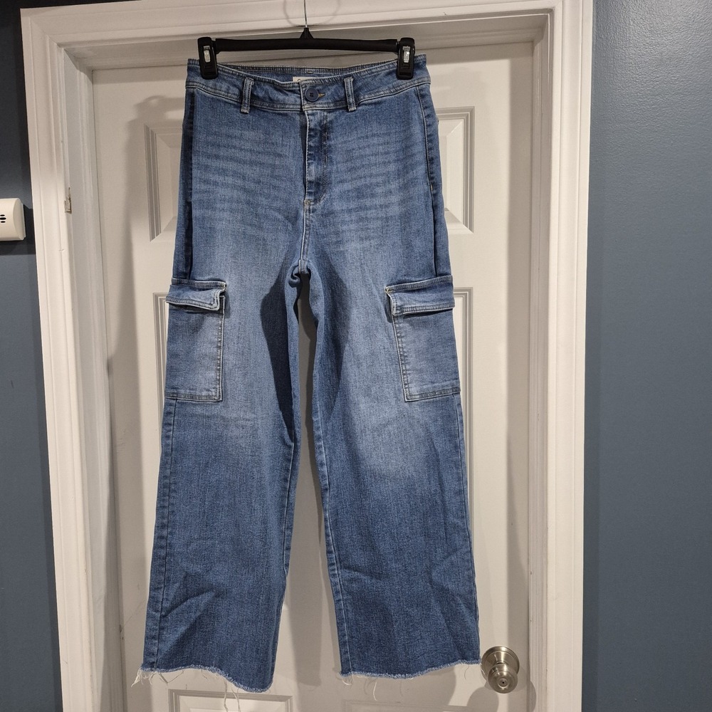 OAT New York Jeans Womens 10/30 Wide Leg Cargo Baggy Raw Hem Grunge Skater